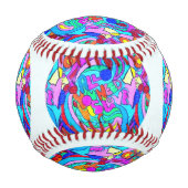 Balle De Baseball cercles d'amour super hippie (Dos)