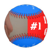 Balle De Baseball C'est une fille Rouge Blanc Bleu Photo (Dos)