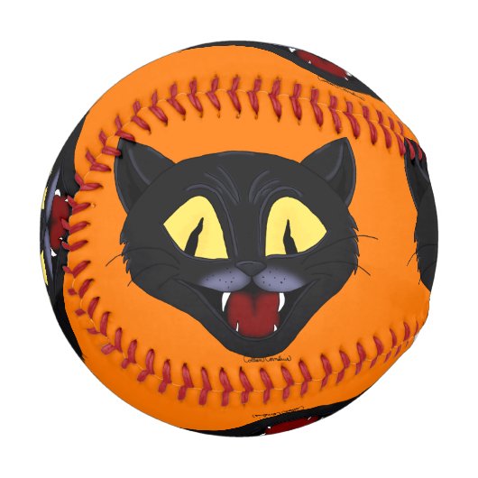 Balle De Baseball Chat noir d'Halloween (Dos Droite)