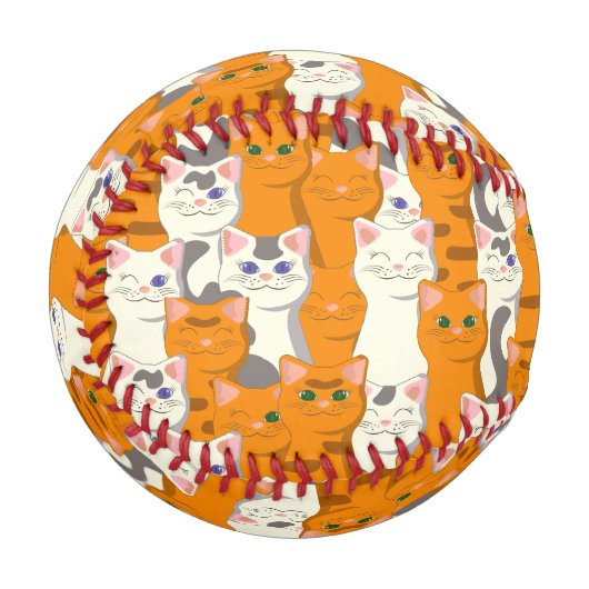 Balle De Baseball Chats blancs et gingembre motif yeux verts yeux bl (Dos Droite)