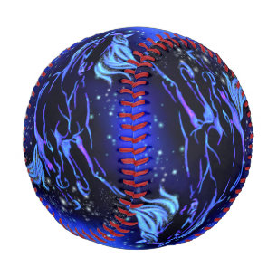 Balle De Baseball Cheval De Baseball Bleu Courant À Starry Night