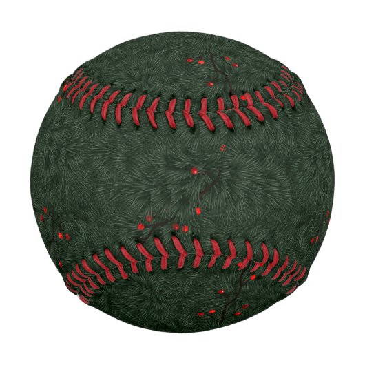 Balle De Baseball Christmas Pattern Pine Needles and Red Berries (Dos)