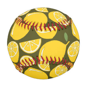 Balle De Baseball Citrons jaunes et motif vert olive : Citrus modern