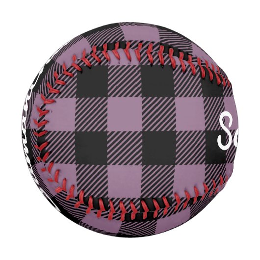 Balle De Baseball Classic Violet Buffalo Check Plaid Personnalisé (Devant Gauche)
