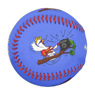 Balle De Baseball Cockatoo drôle jouant de la guitare rock dessin an
