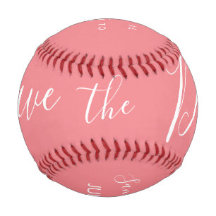 Balle De Baseball Coeur de script rose Enregistrer les dates  