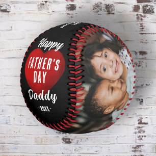 Balle De Baseball Cœur rouge Joyeuse fête des pères Papa 2 Collage d