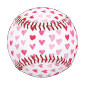 Balle De Baseball Coeurs aquarelle (Devant)