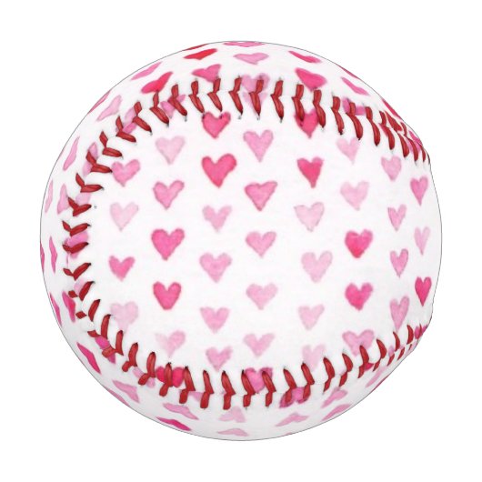 Balle De Baseball Coeurs aquarelle (Devant Gauche)