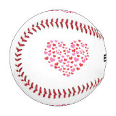 Balle De Baseball Coeurs Rouge Et Rose | Ajouter Votre Nom (Devant Gauche)