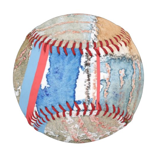 Balle De Baseball collage d'art abstrait, milieux mixtes et aquarell (Devant)