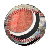 Balle De Baseball collage d'art abstrait, milieux mixtes et aquarell (Devant Gauche)