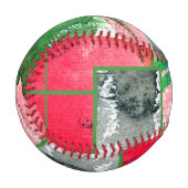 Balle De Baseball collage d'art abstrait, milieux mixtes et aquarell (Devant Gauche)