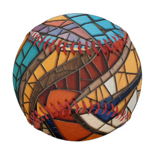 Balle De Baseball Coloré Vitrage Mosaïque Abstraction