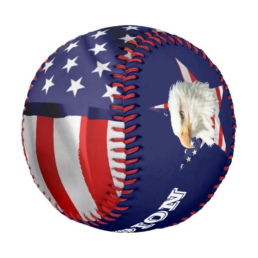 Balle De Baseball Cool Bald Eagle, Drapeau Américain, Star (Angle)