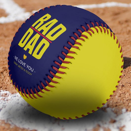Balle De Baseball Cool Jaune & Marine RAD DAD Cadeau