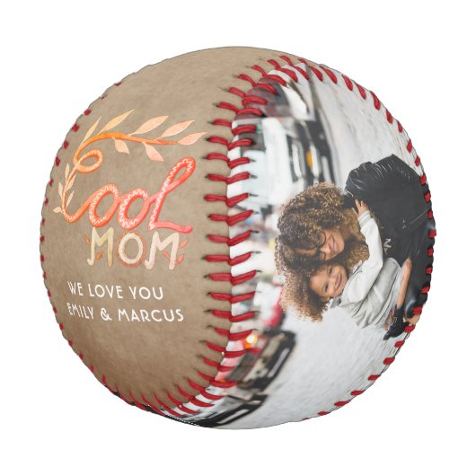 Balle De Baseball Cool Maman Lettrer La Main Mère Rustique Beige Pho (Angle)