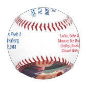 Balle De Baseball Cooperstown NY Coach's Gift Photo Team Roster (Dos)