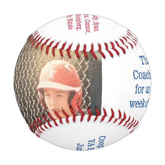 Balle De Baseball Cooperstown NY Coach's Gift Photo Team Roster (Devant)