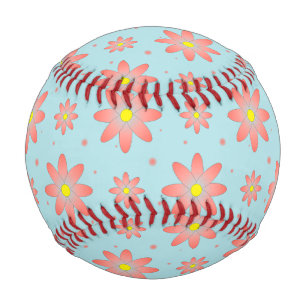 Balle De Baseball Corail rose et poudres bleu délicat marguerite fle