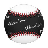 Balle De Baseball Couleur solide Moderne Noir de base Monogramme (Devant)