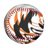 Balle De Baseball Couleurs du Bengale Orange et lignes noires (Devant Gauche)
