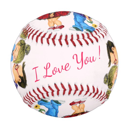 Balle De Baseball Couple romantique mignon - Amour - Baiser - Je t'a (Devant)