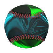 Balle De Baseball Courbes et plis vert nickelé dans fond foncé. (Dos)