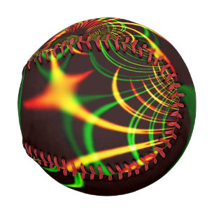 Balle De Baseball Courbes feuilles vertes et jaunes couleur feu
