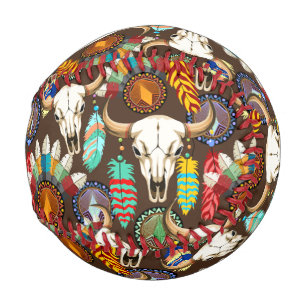 Balle De Baseball Crâne de Buffalo Emblème Amérindien