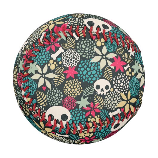 Balle De Baseball Crâne en fleurs (Devant Gauche)