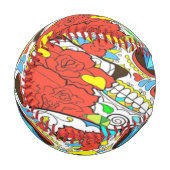 Balle De Baseball Crânes et fleurs (Devant Gauche)