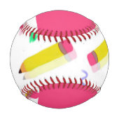 Balle De Baseball Crayons et rayures jaunes sur blanc (Dos)