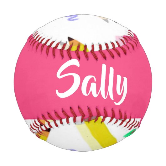 Balle De Baseball Crayons et rayures jaunes sur blanc (Devant)