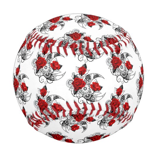 Balle De Baseball Croissant mécanique avec roses rouges (Devant)