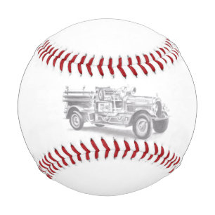 Balle De Baseball croquis au crayon de vieux camion de pompiers dess