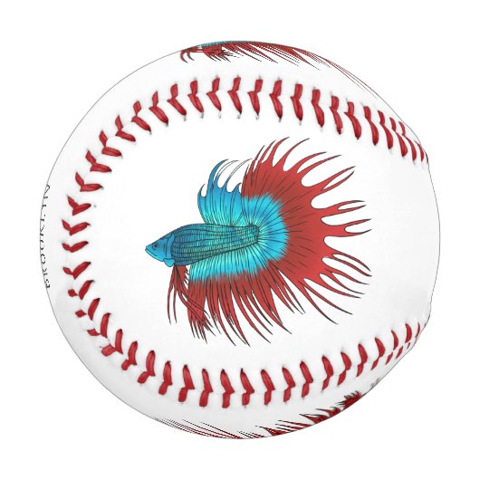 Balle De Baseball Crowntail betta fish dessin animé (Devant Gauche)