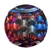 Balle De Baseball Cubes explosifs 3D - Chrome Rouge Bleu Tech Art (Devant)