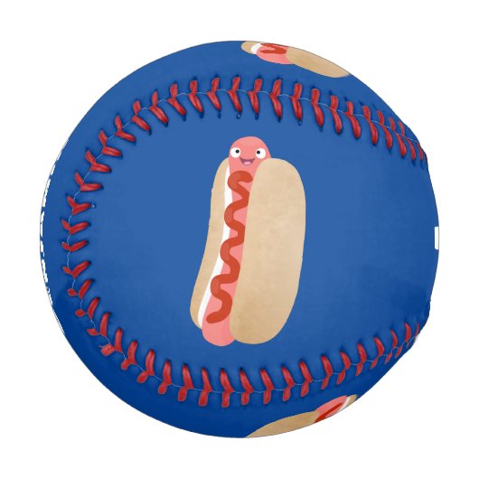 Balle De Baseball Curieux hot dog Weiner dessin animé (Devant Gauche)
