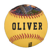 Balle De Baseball Custom Baseball Jaune Nom Numéro Photo Kids (Dos)