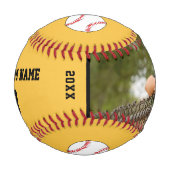 Balle De Baseball Custom Baseball Jaune Nom Numéro Photo Kids (Devant)