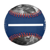 Balle De Baseball Custom Player Team Logo 2 Photo Blue (Dos)
