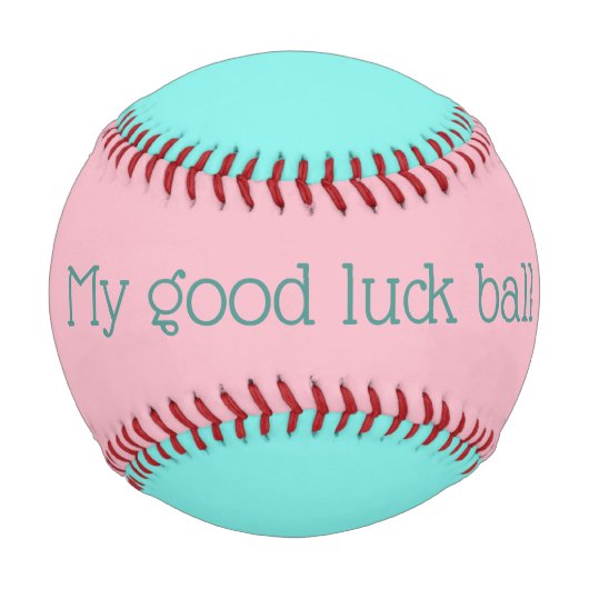 Balle De Baseball Customisé Rose Turquoise Mon Bon Chance Baseball (Dos)