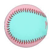 Balle De Baseball Customisé Rose Turquoise Mon Bon Chance Baseball (Devant Gauche)