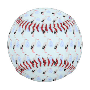 Balle De Baseball Cute Blue Baby Boy Stork