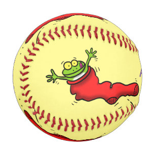 Balle De Baseball Cute grenouille dans une chaussette rouge saut de