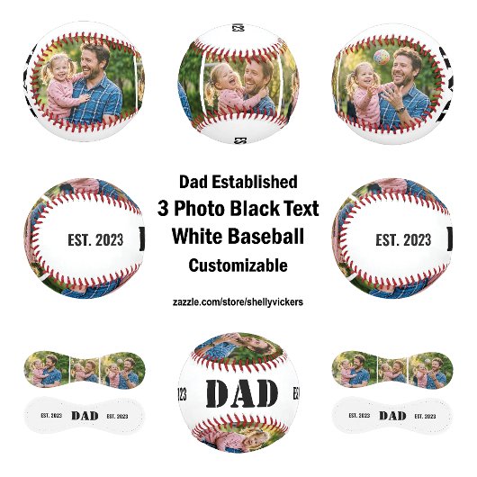 Balle De Baseball Dad Established 3 photo Black Text White 