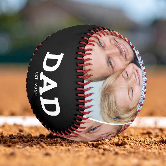 Balle De Baseball Dad Established Modern Black 3 Photo Collage