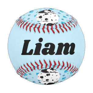 Balle De Baseball Dalmatian Empreinte de Patte Bleue Personnalisé