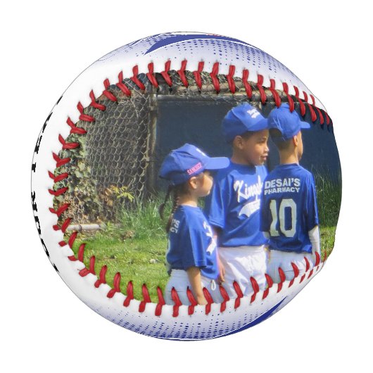 Balle De Baseball Dark Blue Retro Photo (Devant Gauche)